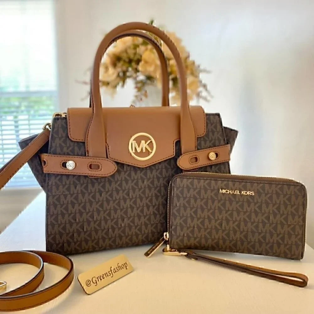 Michael Kors Purse & Wallet Carmen Medium Flap Satchel shoulder bag brown NWT